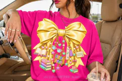 Yellow Book Lover Bow PNG with Reading Charms Product Image 3
