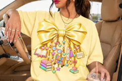 Yellow Book Lover Bow PNG with Reading Charms Product Image 1