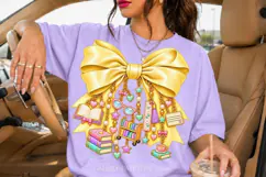 Yellow Book Lover Bow PNG with Reading Charms Product Image 2