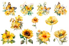 Yellow watercolor Butterflies for Sublimation, Flower PNG Product Image 2