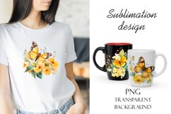 Yellow watercolor Butterflies for Sublimation, Flower PNG Product Image 4