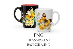 Yellow watercolor Butterflies for Sublimation, Flower PNG Product Image 5