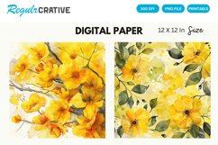 Yellow Floral Digital Paper Product Image 1