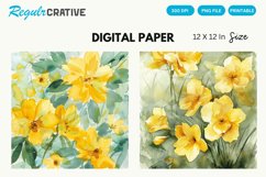 Yellow Floral Digital Paper Product Image 1