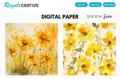 Yellow Floral Digital Paper Product Image 1