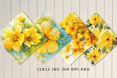 Yellow Floral Digital Paper Bundle Product Image 3
