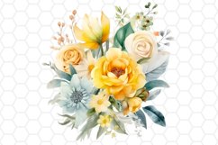 Yellow Flower Bouquet Watercolor Clipart Sublimation