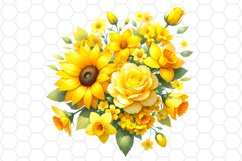 Yellow Flower Bouquet Watercolor Clipart Sublimation