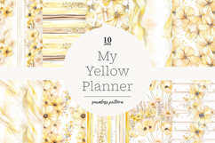 GlamArtZhanna, Yellow flowers paper, Yellow digital paper, Yellow pattern, Yellow background, Planner paper, Planner pattern, Planner background, Spring planner, Summer planner, Flowers paper, Flowers pattern, Flowers background, Journaling paper