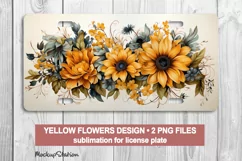 Sunflowers License Plate PNG | 3D Floral Car Plates Art Product Image 1