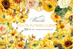 Yellow flower. Watercolor clipart collection Product Image 1