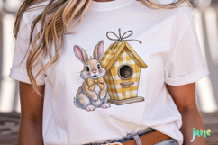 Yellow Gingham Bunny PNG Product Image 2