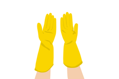 Human Hands Wearing Yellow Rubber Gloves Product Image 1