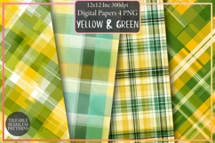 Yellow &amp; Green Spring Plaid Pattern Design, Sublimation Product Image 1