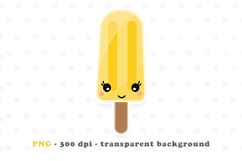 Kawaii Yellow Ice Cream PNG | Cute Summer Dessert Clipart Product Image 1