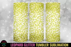 Yellow Leopard Glitter Tumbler Sublimation I 20 Oz Tumbler Wrap PNG