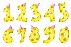Watercolor Yellow Polka Dot Candle Numbers Clipart Product Image 1