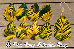 Yellow Palm Leaves Earring teardrop sublimation design Product Image 1