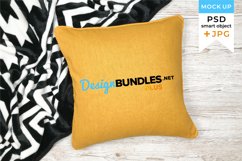 Yellow Pillowcover Mockup with blanket | JPG and PSD files Product Image 1