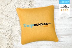 Yellow Pillow Mockup with blanket | JPG | PSD smart object Product Image 1