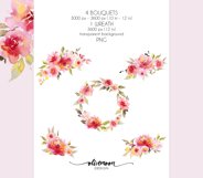 watercolor pink floral clipart