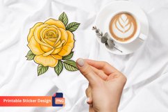 Yellow Rose Sticker, Yellow Rose Art, Botanical Yellow Rose Product Image 1