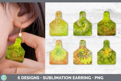 Bundle of six Yellow tie dye cattle ear cow tag earrings sublimation designs.