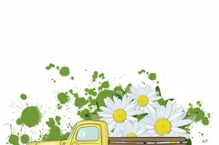 Yellow Truck With Flowers | PNG Sublimation Product Image 6