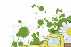 Yellow Truck With Flowers | PNG Sublimation Product Image 2