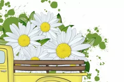 Yellow Truck With Flowers | PNG Sublimation Product Image 5