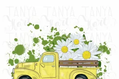 Yellow Truck With Flowers | PNG Sublimation Product Image 3