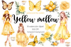 Yellow Watercolor Girl Clipart