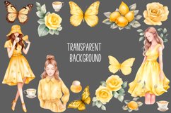Yellow Watercolor Girl Clipart