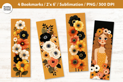 Autumn Floral Bookmark , Printable Crafts, 4 PNG Product Image 1