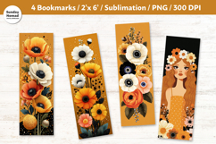 Autumn Floral Bookmark , Printable Crafts, 4 PNG Product Image 1