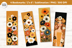 Autumn Floral Bookmark , Printable Crafts, 4 PNG Product Image 1