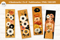 Autumn Floral Bookmark , Printable Crafts, 4 PNG Product Image 1