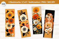 Autumn Floral Bookmark , Printable Crafts, 4 PNG Product Image 1
