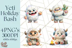 Christmas Yeti PNG, Funny Winter Clip Art Product Image 1