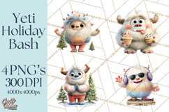 Christmas Yeti PNG, Funny Winter Clip Art Product Image 1