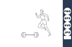 Female Athlete Running Near Barbell Fitness Workout Vector I Product Image 1