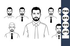 Male businessman avatar set with facial hair and formal shir Product Image 1