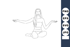 Woman Sitting Cross Legged Meditating with Open Arms Minimal Product Image 1