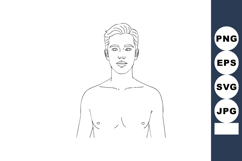 Male Upper Body Anatomy Vector Illustration with Detailed Fa Product Image 1
