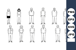 Diverse group of black and white sketch style people standin Product Image 1