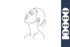 Woman Profile with Closed Eyes Minimalist Line Art Vector Il Product Image 1