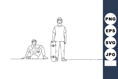 Two people resting and standing with football ball and helme Product Image 1