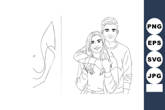 Couple Embracing Happiness Love Relationship Portrait Vector Product Image 1