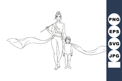 Mother and child holding long flowing ribbon vector illustra Product Image 1
