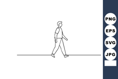 Minimalist continuous line art of walking man vector illustr Product Image 1
